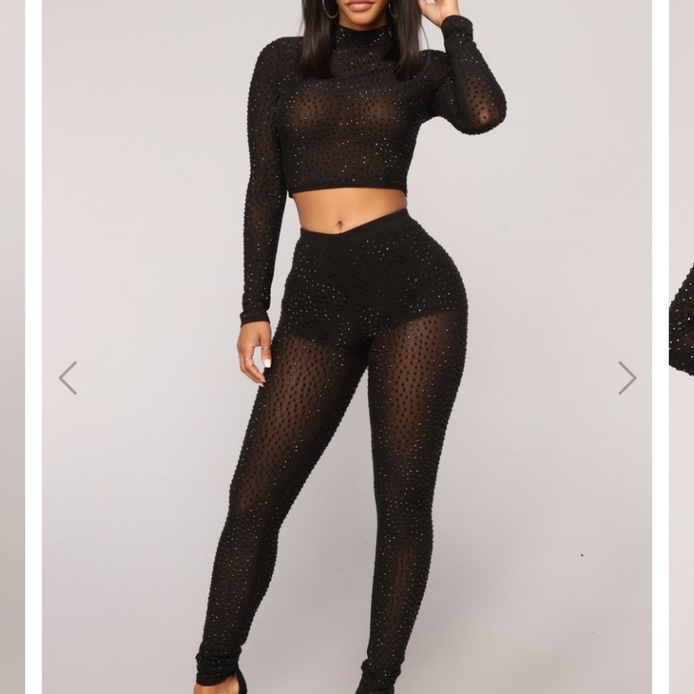 Lead by example rhinestone set fashion nova